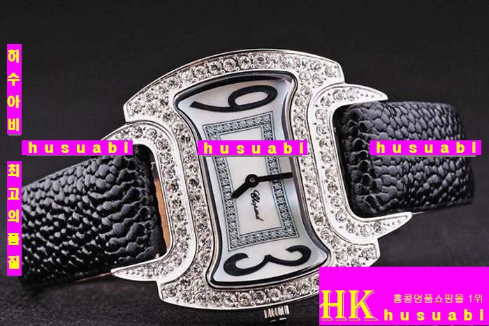 ���ĵ� ���ڽð� Replica Chopard Japanese Quartz MOVEMENT Polished Case Fancy diamond Bezel Black Bracelet Women. sa-15